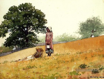  pittore - Garçon et fille sur une colline réalisme peintre Winslow Homer